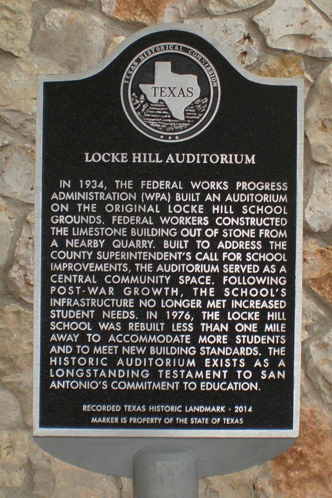 Locke Hill Auditorium Historical Marker